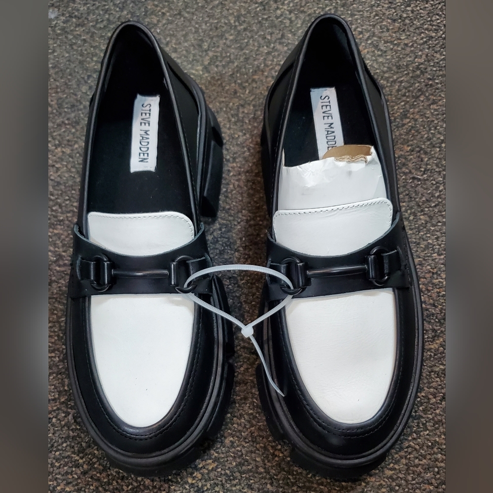 STEVE MADDEN Women Trifecta Loafer RARE COLOR Black & White US 7.5 Nwob.